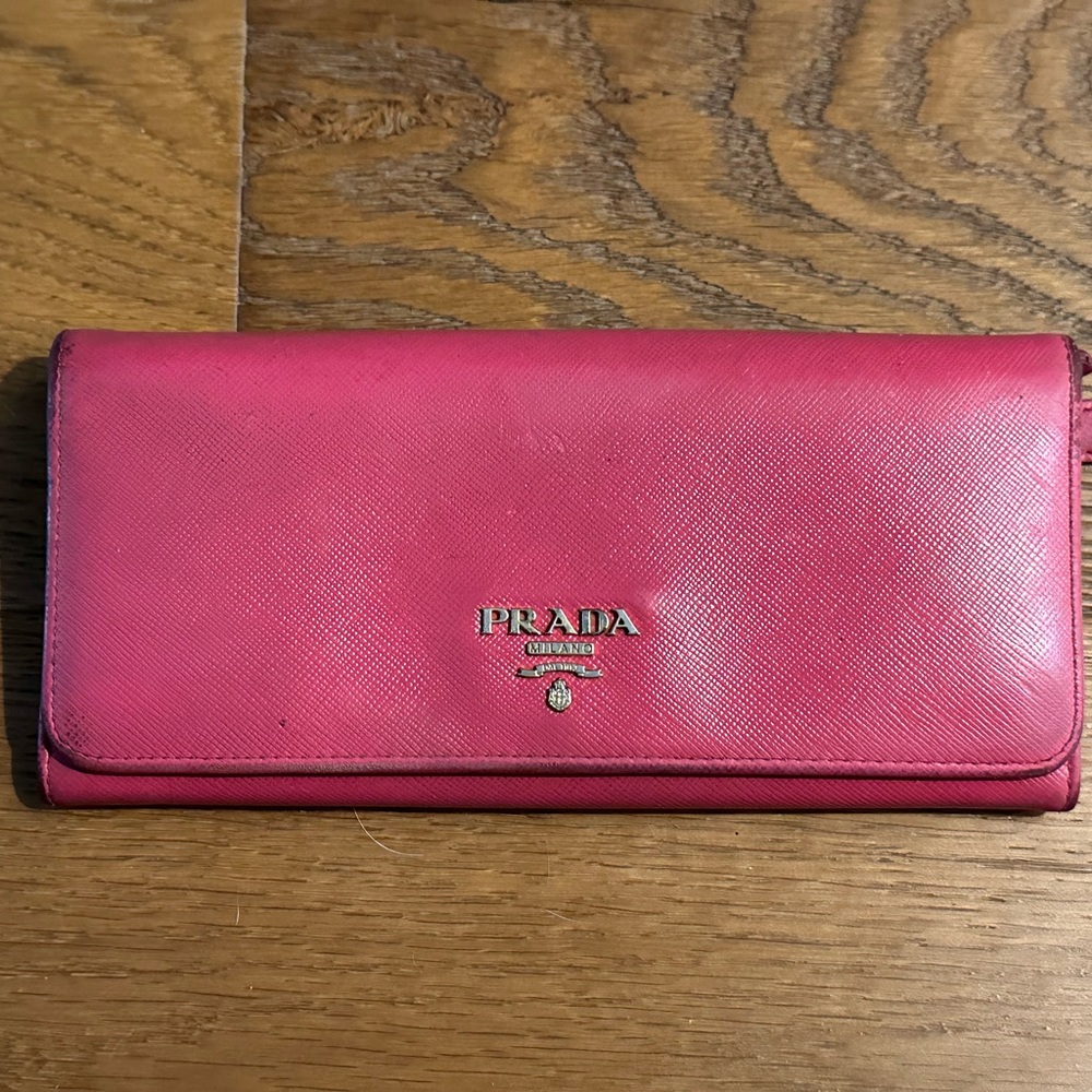 Authentic Prada pink wallet